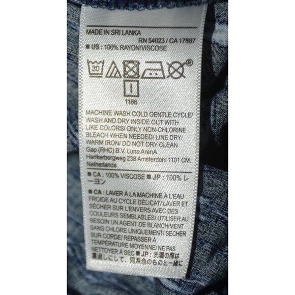 Banana Republic Wide Leg Pant Blue Geometric High Rise Elastic Waist Size XL - Picture 8 of 9